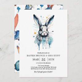 イースター・ブランチ＆イースターエッグ・ハント | 水彩のウサギ 招待状