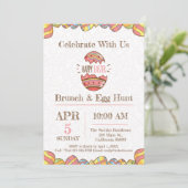 イースター・ブランチ＆イースター・エッグ・ハント・パーティー招待状。 招待状 (スタンド正面)