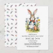 イースター・ブランチ&イースター・エッグ・ハント| ワイルドフラワーのバニー 招待状 (正面/裏面)