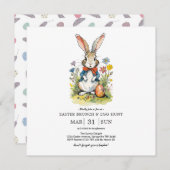 イースター・ブランチ＆イースター・エッグ・ハント| ワイルドフラワーのバニー 招待状 (正面/裏面)
