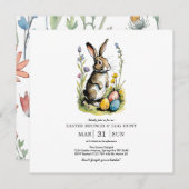イースター・ブランチ＆イースター・エッグ・ハント| ワイルドフラワーのバニー 招待状 (正面/裏面)