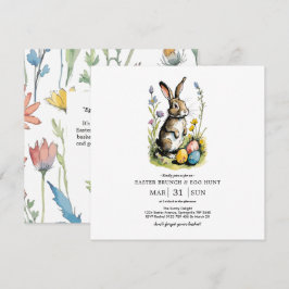 イースター・ブランチ＆イースター・エッグ・ハント| ワイルドフラワーのバニー 招待状