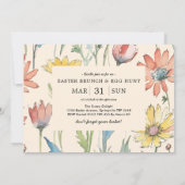 イースター・ブランチ&イースター・エッグ・ハント| ワイルドフラワーのバニー 招待状 (裏面)