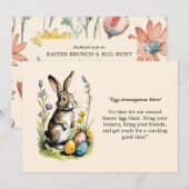 イースター・ブランチ&イースター・エッグ・ハント| ワイルドフラワーのバニー 招待状 (正面/裏面)