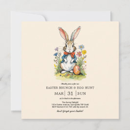 イースター・ブランチ＆イースター・エッグ・ハント| ワイルドフラワーのバニー 招待状