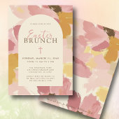 イースター・ブランチ 現代風 ピンクの花の十字架 キリスト教 招待状