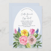 イースター・ブルックと卵狩り水色、青 招待状 (正面/裏面)