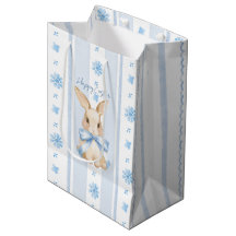 イースター ブルー リボン 水彩 ウサギ 花 コテージ
