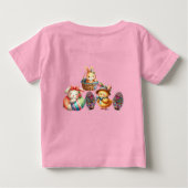 イースター ベイビー 動物 チック ウサギ 卵 バスケット ベビーTシャツ (裏面)