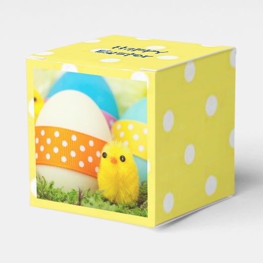 イースター – ベビーの雛とカラフル卵 フェイバーボックス (正面サイド)