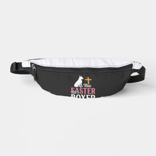 イースター ボクサー犬 ビンテージ風 彫刻 Tシャツ ファニーパック (正面)