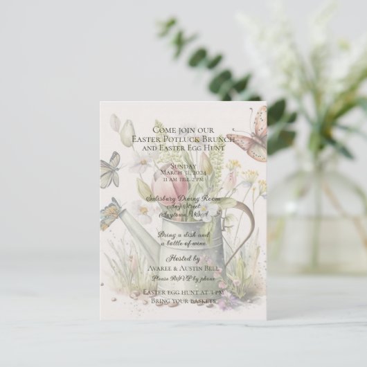 イースター・ポットラック・ブランチ イースター・エッグ・ハント招待状 シーズンポストカード (スタンド正面)
