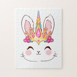 イースター・ユニコーン・バニー・顔、女子少女の子ども向け ジグソーパズル