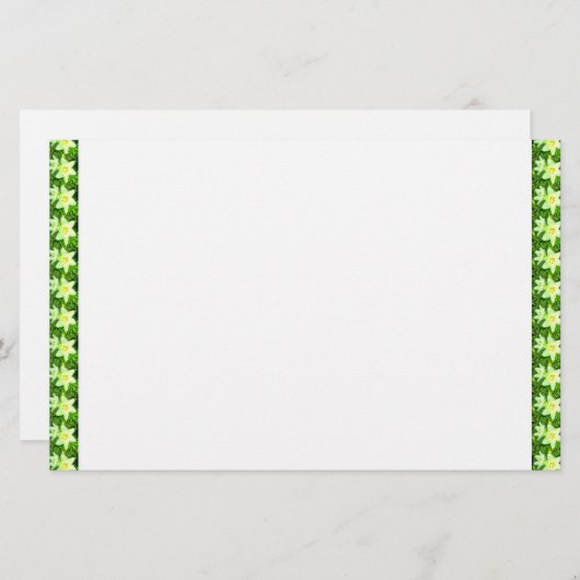 イースター・リリーのボーダー白の背景 便箋 (正面/裏面)