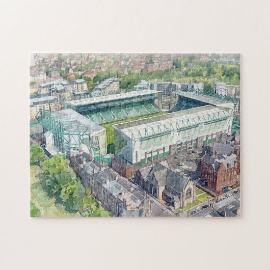 イースター・ロード・スタジアム エディンバラ 水彩画アート ジグソーパズル (横)