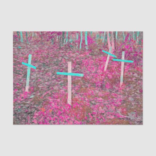 イースター 十字架 ピンク ティール 墓地 アート 薄葉紙 (正面)