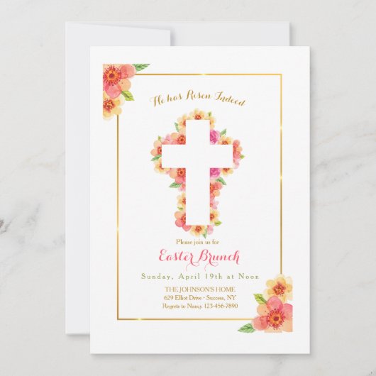 イースター 十字架 招待状 (正面)