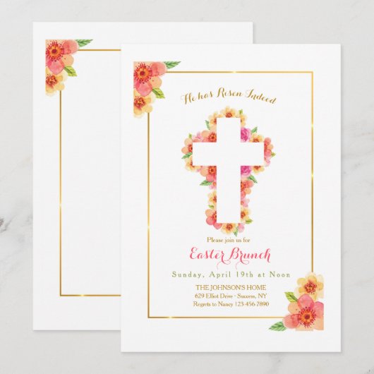 イースター 十字架 招待状 (正面/裏面)