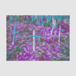 イースター 十字架 紫 青 緑 墓地 アート 薄葉紙
