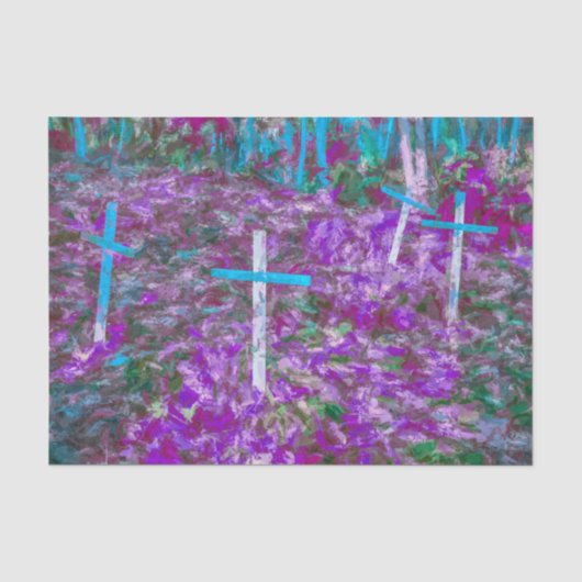 イースター 十字架 紫 青 緑 墓地 アート 薄葉紙 (正面)