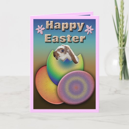 イースター – 卵カードのバニー。 シーズンカード (正面)