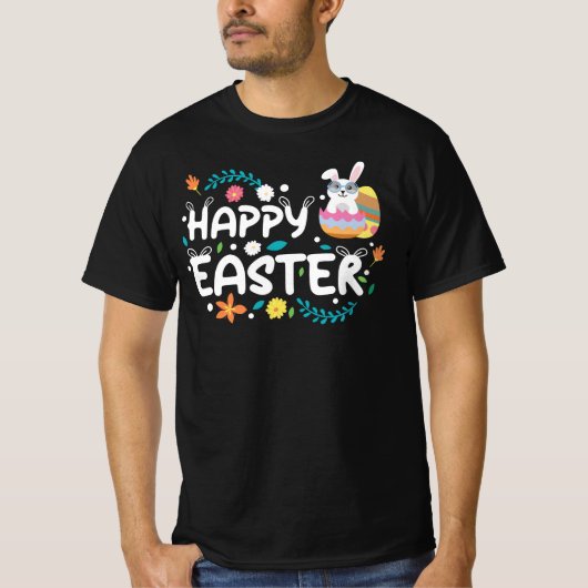イースター、卵、ウサギ、花 Tシャツ (正面)