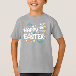 イースター、卵、ウサギ、花 Tシャツ