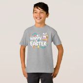 イースター、卵、ウサギ、花 Tシャツ (正面フル)