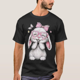 イースター 女の子 ウサギ 顔 ピンク イースター キッズ トッド Tシャツ