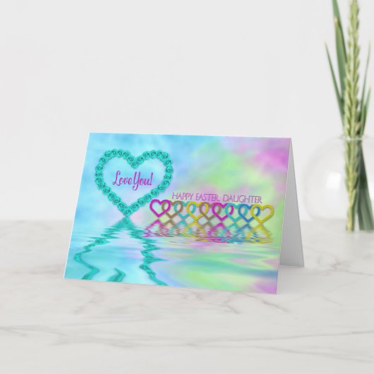 イースター-娘-ハートおよびバラ シーズンカード (正面)