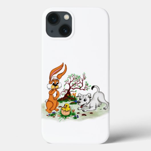 イースター – 子犬のカポウサギと雛 Case-Mate iPhoneケース (裏面)