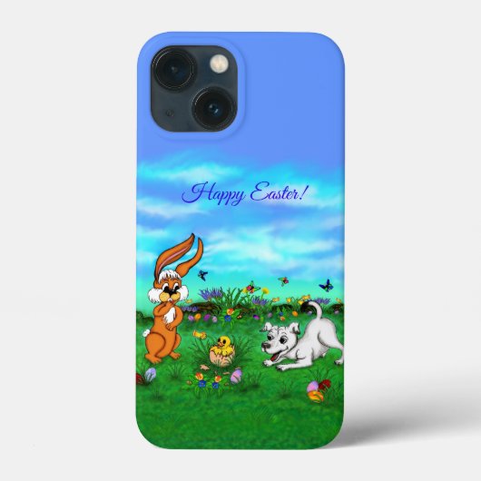 イースター – 子犬のカポウサギと雛 Case-Mate iPhoneケース (裏面)