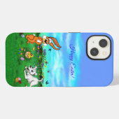 イースター – 子犬のカポウサギと雛 iPhoneケース (裏面横)