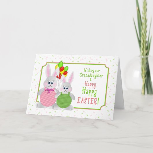 イースター – 孫娘 – バニー&バルーン シーズンカード (正面)