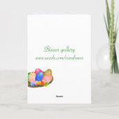 イースター。 孫娘。 バニー、卵および蝶 シーズンカード (裏面)