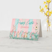 イースター、孫、バニーガーデニング、フェンス カード (黄色い花)