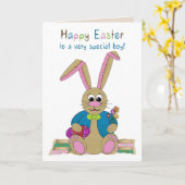 イースター, 少年, イースターうさぎのぬいぐるみ カード (黄色い花)