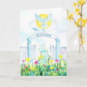 イースター 彼はよみがえった 十字架と鳩 カード (黄色い花)