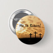 イースター"彼は上がった"ボタン、十字および日没です 缶バッジ (正面&裏面)