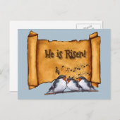 イースター: 彼は上がります! 古いスクロール、歌う鳥芸術 シーズンポストカード (正面/裏面)