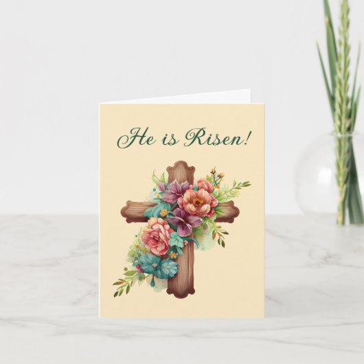 イースター「彼は上昇している」カスタマイズ可能なインテリア シーズンカード (正面)