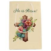 イースター「彼は上昇している」カスタマイズ可能なインテリア ミディアムペーパーバッグ (正面)