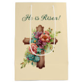 イースター「彼は上昇している」カスタマイズ可能なインテリア ミディアムペーパーバッグ (裏面)