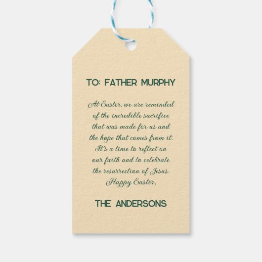 イースター「彼は上昇している」カスタマイズ可能な文字 ギフトタグ (裏面)