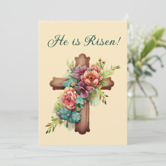 イースター「彼は上昇している」カスタマイズ可能な文字 シーズンカード (スタンド正面)