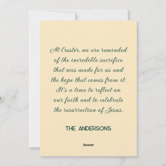 イースター「彼は上昇している」カスタマイズ可能な文字 シーズンカード (裏面)