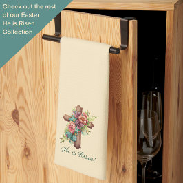 イースター「彼は復活した」クロス キッチンタオル