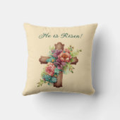 イースター「彼は復活した」フローラ・クロス クッション (裏面)
