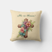 イースター「彼は復活した」フローラ・クロス クッション (正面)