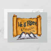 イースター：彼は復活した！古絵巻、鳥歌芸術 シーズンポストカード (正面/裏面)